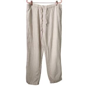 Orvis Pants Womens Large Cream Linen Pull On High Rise Straight Leg Lagenlook‎